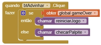Bloco do botão ADIVINHAR