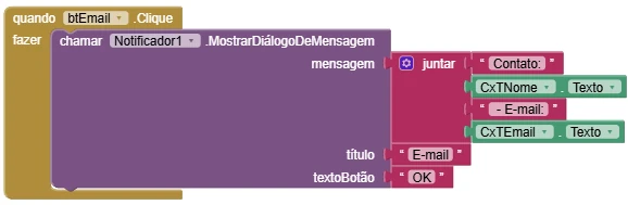 Blocos do botão E-mail