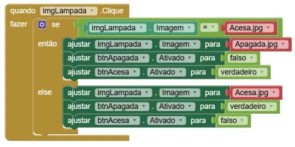 Blocos do clique na imagem da lâmpada