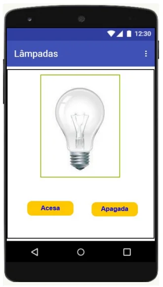 Interface do aplicativo Controle de Lâmpada