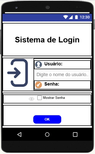 Interface do aplicativo Sistema de Login