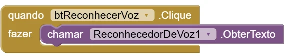 Bloco do botão Reconhecer voz
