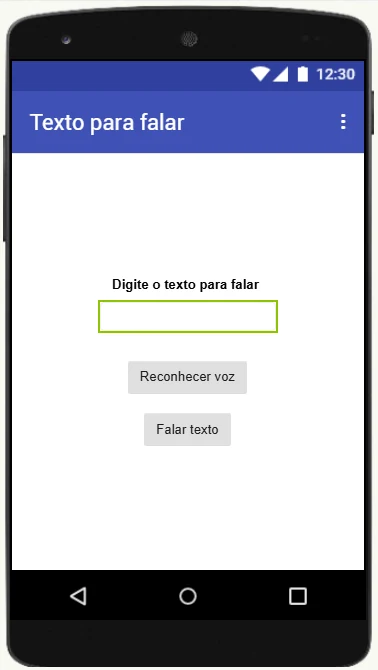Interface final do aplicativo de voz