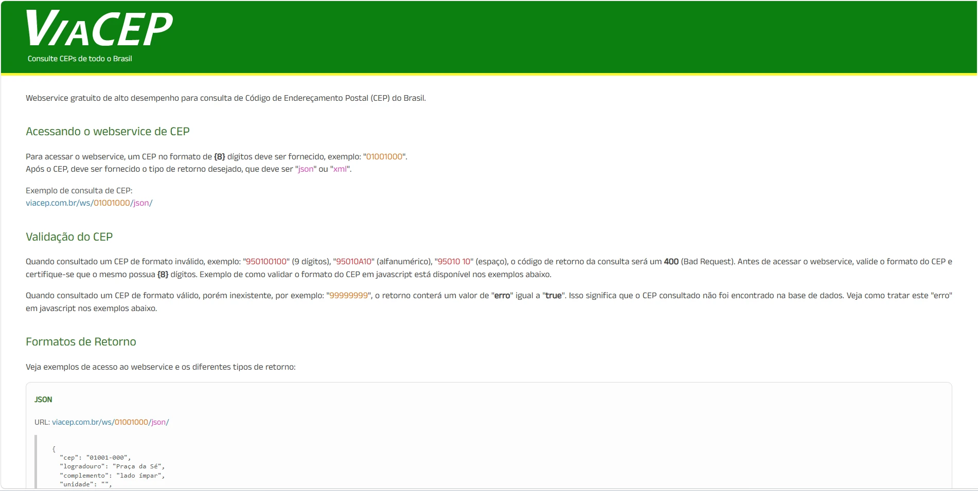 Site ViaCEP